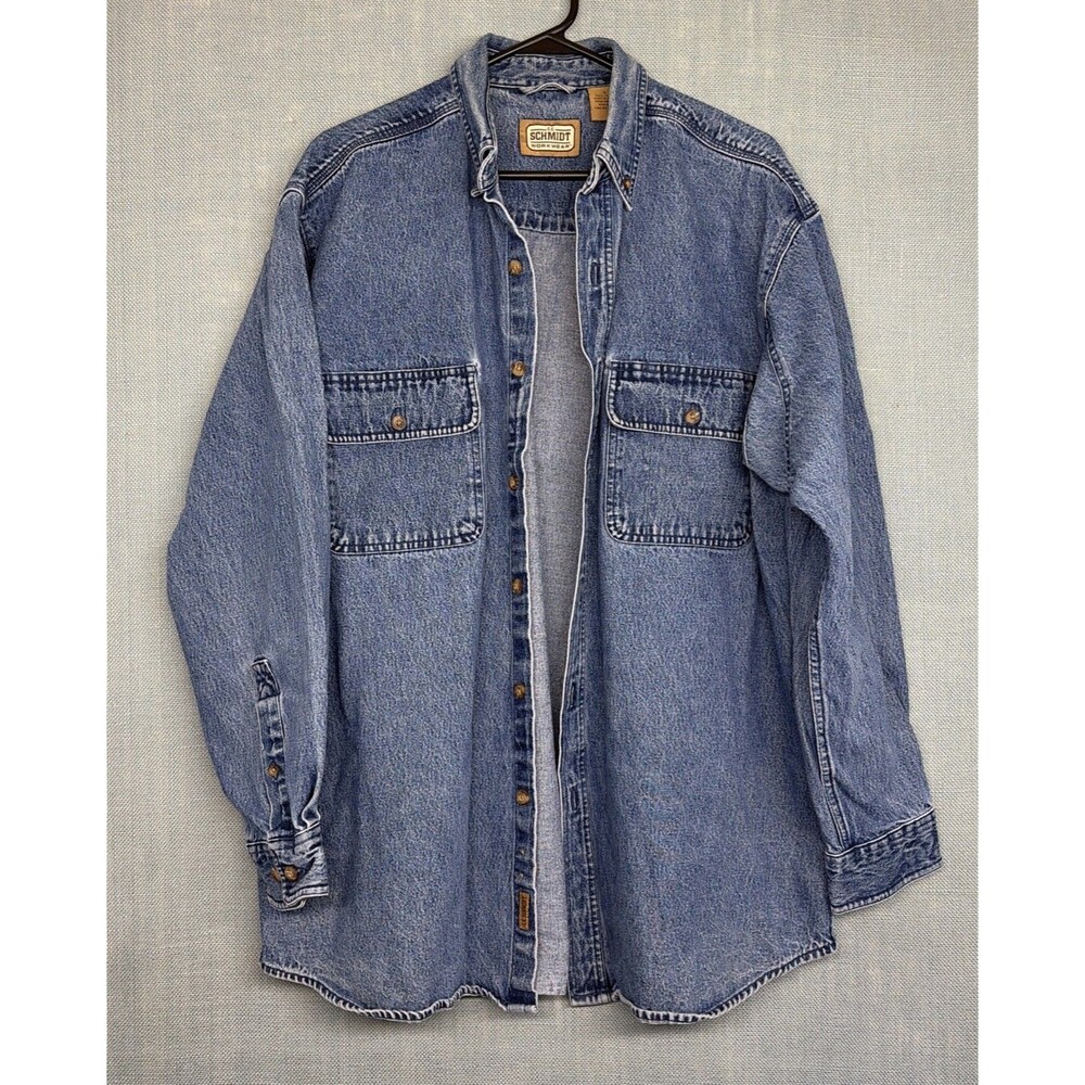 CE Schmidt Workwear Denim Shirt Men L  Blue Button Up Heavy Cotton Workwear